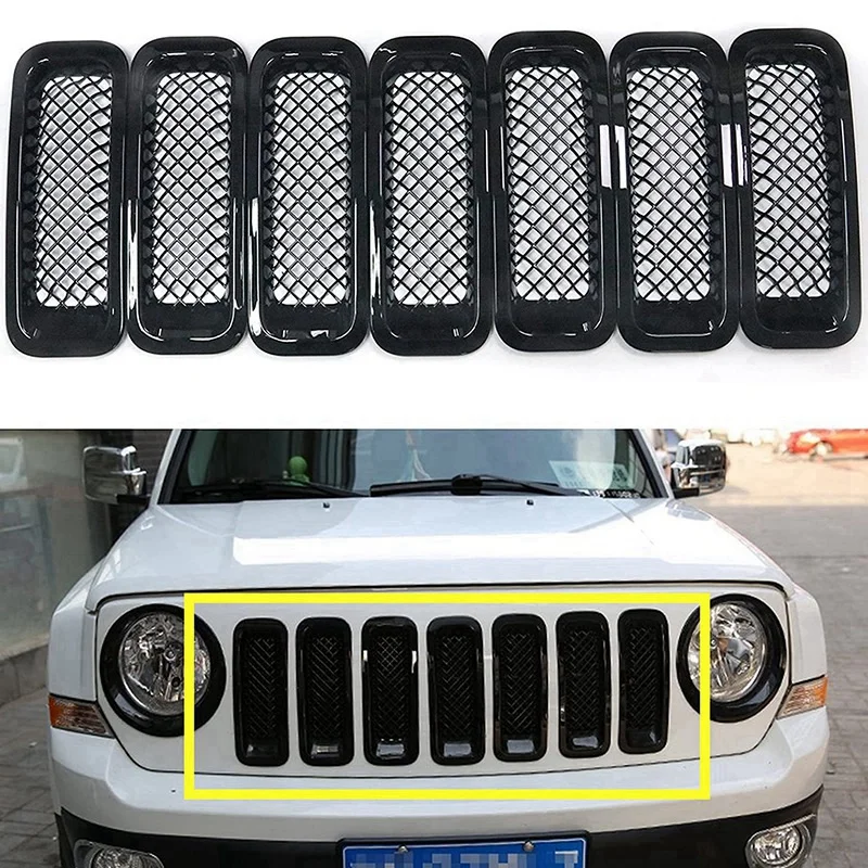 7PCS Front Grill Cover Mesh Grille Insert Kit for 2011-2016 Jeep Patriot