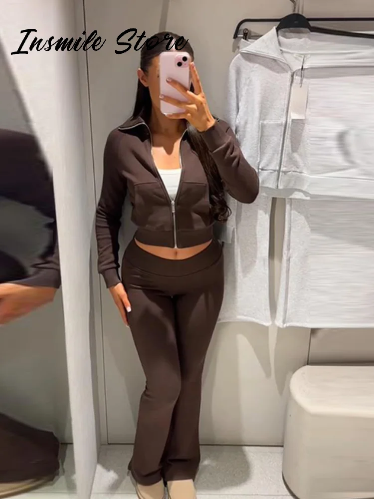 موضة الصلبة أفخم جاكيت زيبرا مجموعة بناطيل رجالي المرأة التلبيب جيب كم طويل معطف متوهج بنطلون 2025 الخريف سيدة رداء غير رسمية جديد