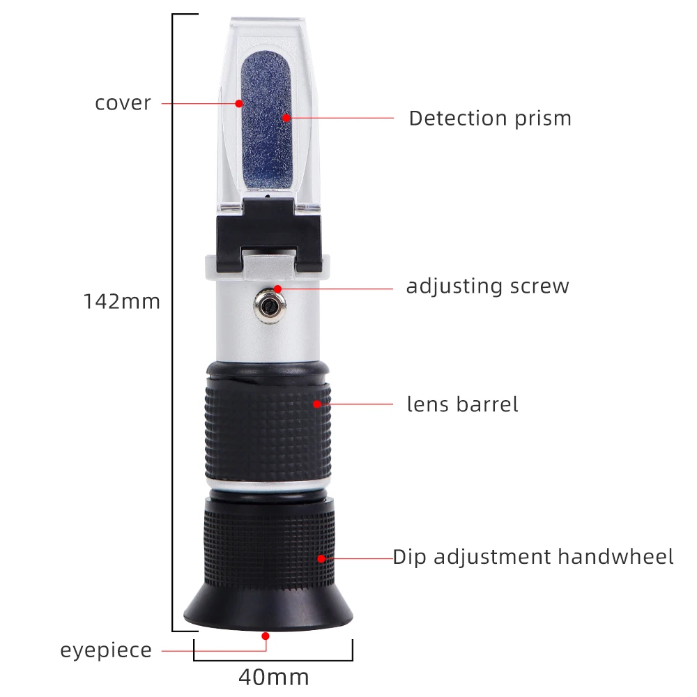 Handheld Sugar Refractometer 0-90%  Brix Content Juice Liquids Tester with ATC Measurement Tool Sauce Meter for Honey Retail Box