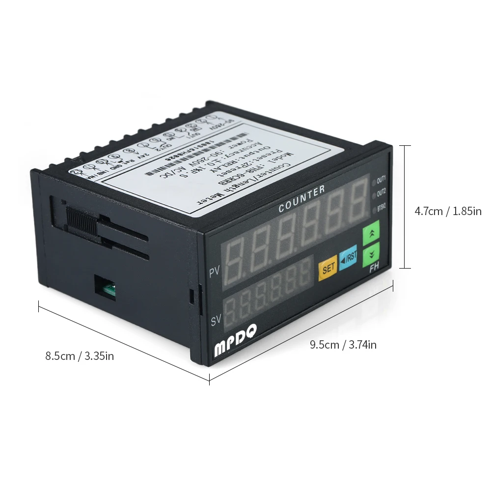 Multi-functional Digital Counter Dual Light-emitting Diode Display 90~265V AC/DC Length Meter with 2 Relay Output& Pulse PNP NPN