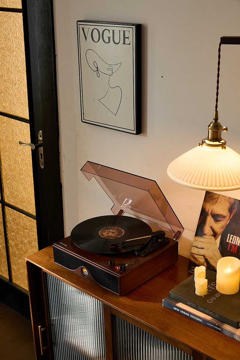 مشغل تسجيل قرص دوار من الفينيل عالي الجودة على الطراز العتيق لسطح المكتب 3 سرعات مدمجة لسماعات بلوتوث FM USB #3