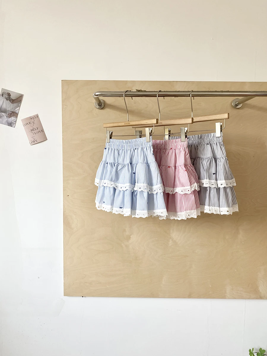 

Корейская юбка в стиле милой молодежной моды с кружевными вставками, женская юбка-кейк с высокой талией, стройнящая фигуру, трендовая новинка весеннего сезона