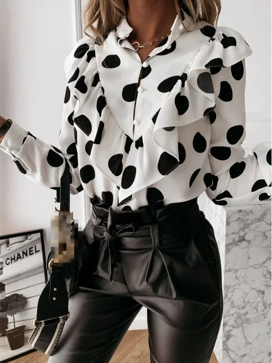 

Print Blouse For Women Loose Casual Fashion Stand Collar 2025 Spring Autumn Elegant Lady Shirts Streetwear Femme Commuting Top