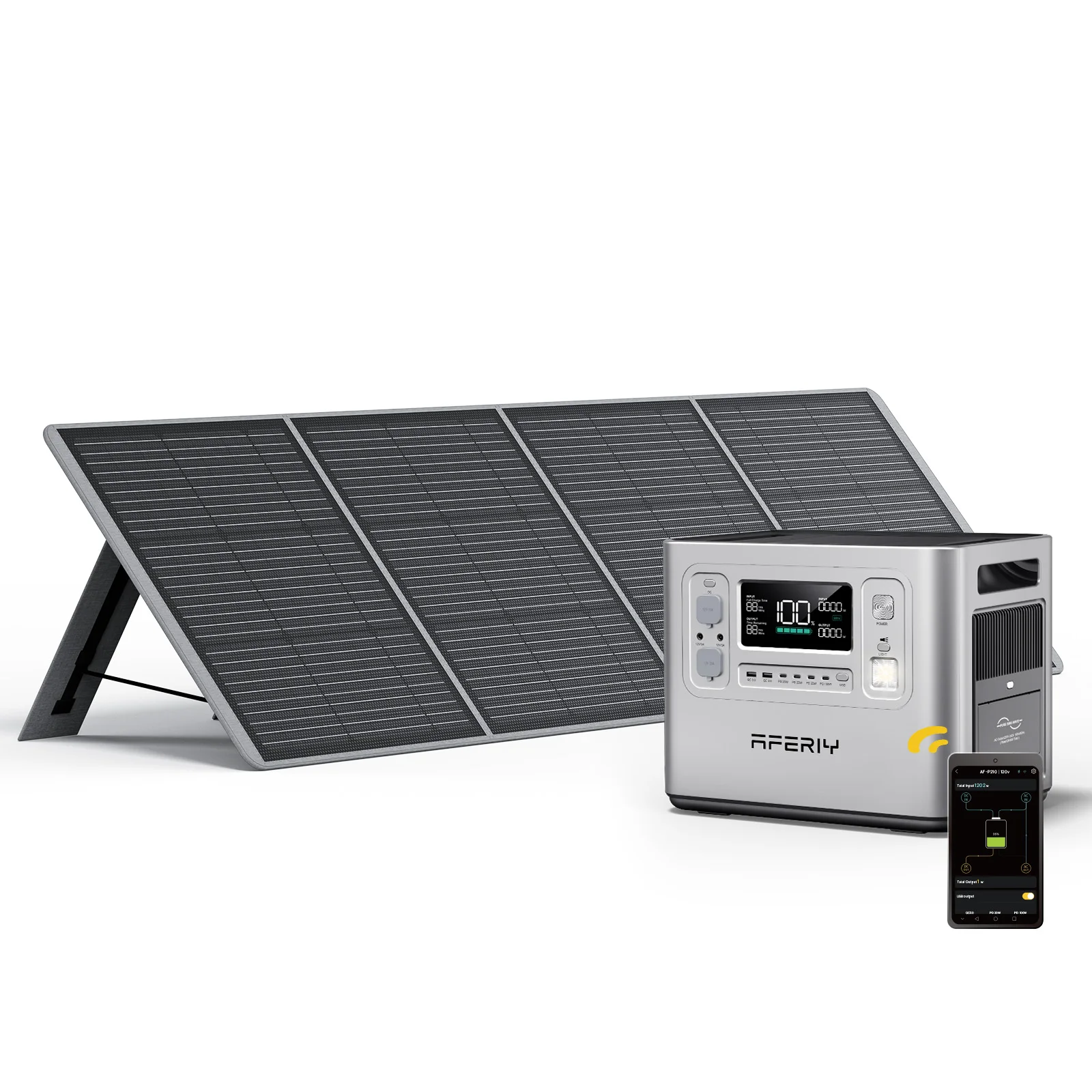 P210 Silver 2048Wh with App 2+3YEARS Warranty Period Aferiy Camping Power Bank Portable Power Station Station Lifepo4