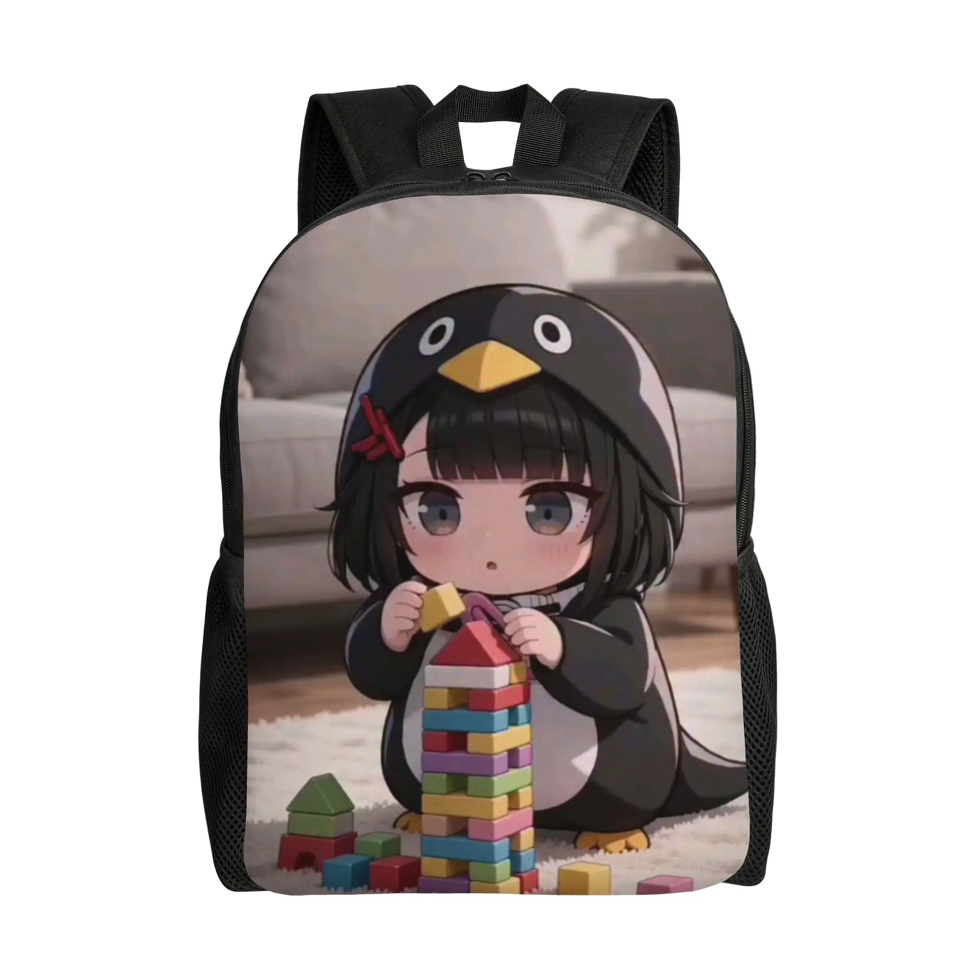 Back to school season GUGU GAGA Penguin Girl Colorful Building Blocks Indoor Cute Cartoon Art Schoolbag  Couple Kawaii Backpack