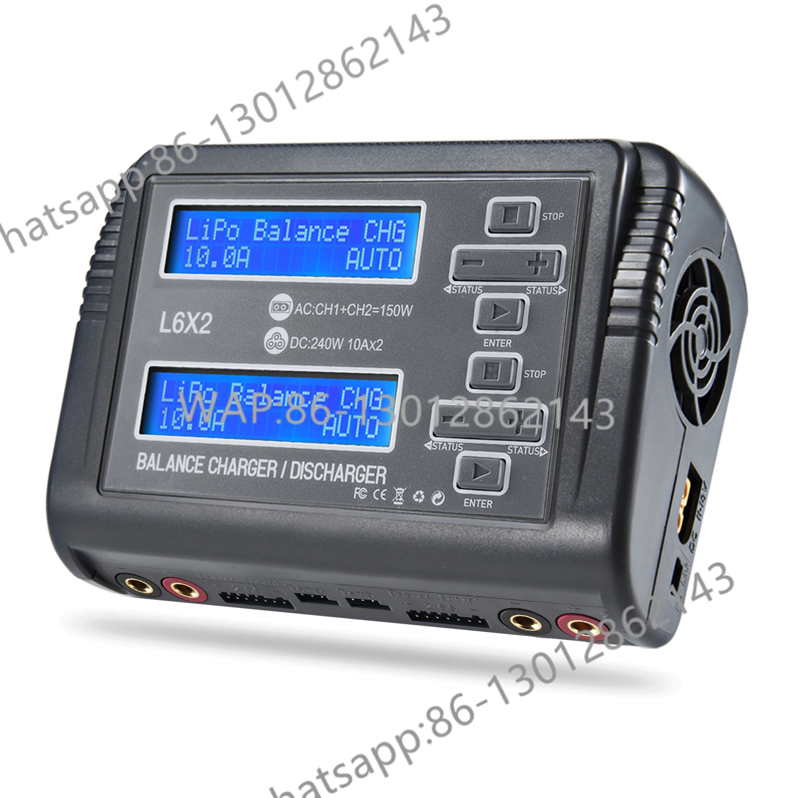 

L6X2 Зарядное устройство LiPo двухканальное 10A AC 150W DC 240W для 1-6S Li-ion LiFe NiCd NiMH LiHV PB Smart Battery Discharger