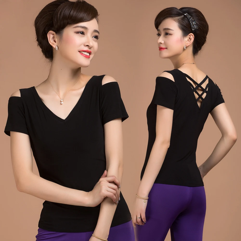 haut-de-danse-latine-pour-femme-adulte-col-rond-manches-courtes-nouvelle-collection-pour-la-danse-moderne-et-la-danse-de-salon-tenue-d'entrainement-et-de-performance-estivale