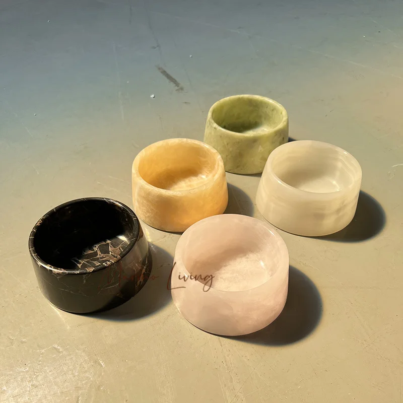 

Internet celebrity blogger's same jade pet bowl cat and dog food basin natural marble bowl light luxury decoration customization