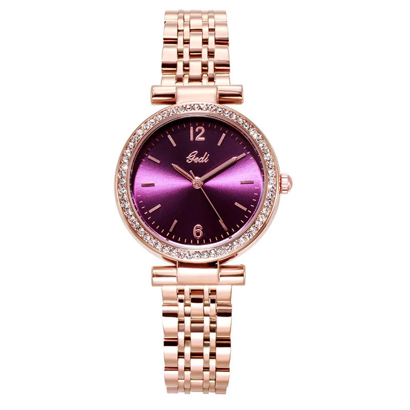 

CQ551 Elegant Diamond-Embedded Stainless Steel Band Womens Watch Fashionable Casual Waterproof Student Style Dignified Timepiece