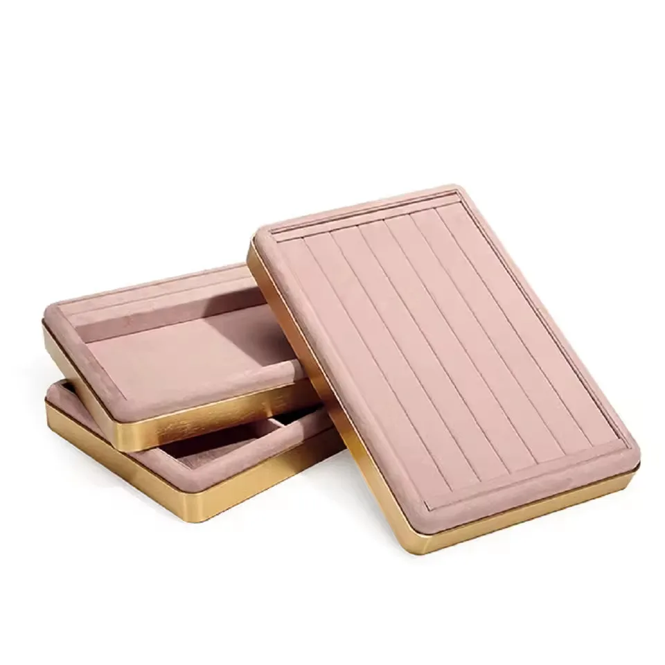 Pink jewelry props Blue metal tray necklace Ring jewelry look tray jewelry storage display display board