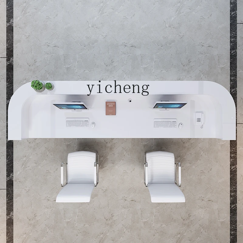 

FZ white paint front desk company curved bar beauty salon checkout page early education kindergarten front desk