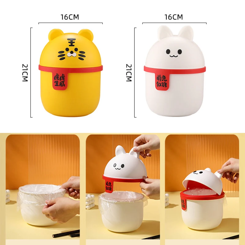 2023 Rabbit Tiger Kawaii Trash Can Mini Garbage Storage Bin Portable Desktop Trash Can Home Table Waste Basket Creative Cartoon