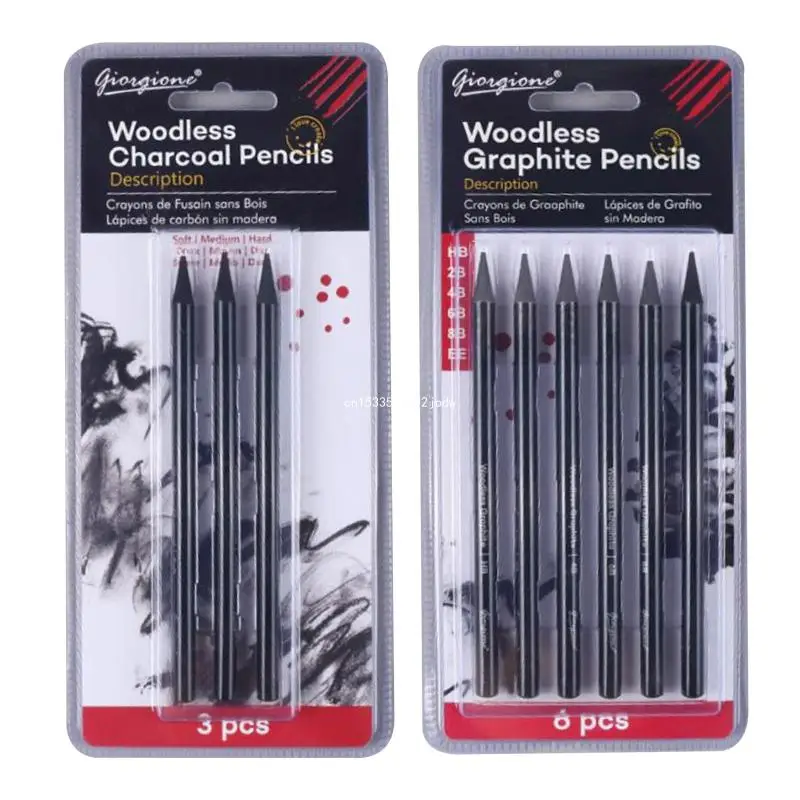 Woodless Pencil Set Black 6 Degrees Pencil 3 Degrees Charcoal Pencil for Beginner Student Amateur Painter Dropship