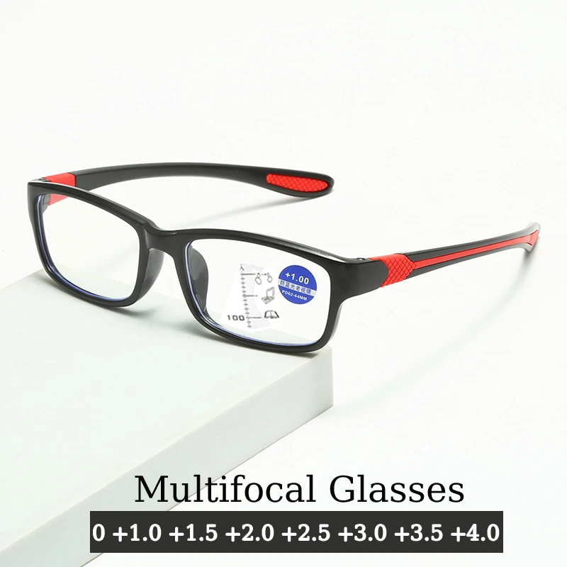 

Vintage Multifocal Progressive Reading Glasses Women Men TR90 Frame Anti Blue Light Sports Presbyopia Eyeglasses with Diopters