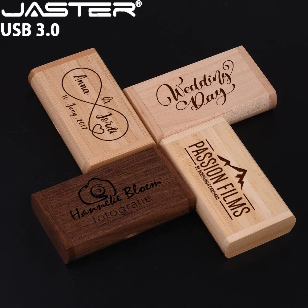 JASTER TYPE-C USB 3.0 플래시 드라이브, 무료 사용자 정의 로고 펜 드라이브, 나무 상자 메모리 스틱, 32GB 고속 U 디스크, 2 in 1, 128GB, 64GB