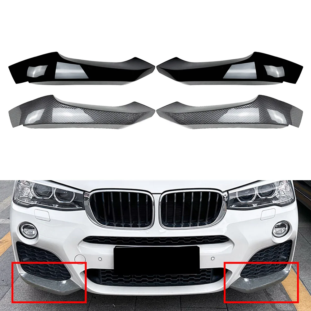 

2Pcs Car Front Bumper Side Corner Protector Wrap Angle Splitter For BMW X3 F25 X4 F26 M Sport 2014 2015 2016 2017 2018