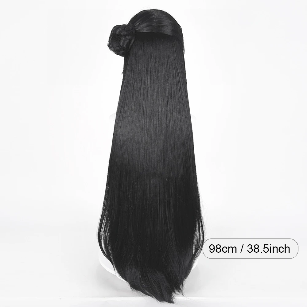 Black Synthetic Long Straight Wigs Middle Part Anime Game Cosplay Fluffy Heat Resistant Wig for Daily Party