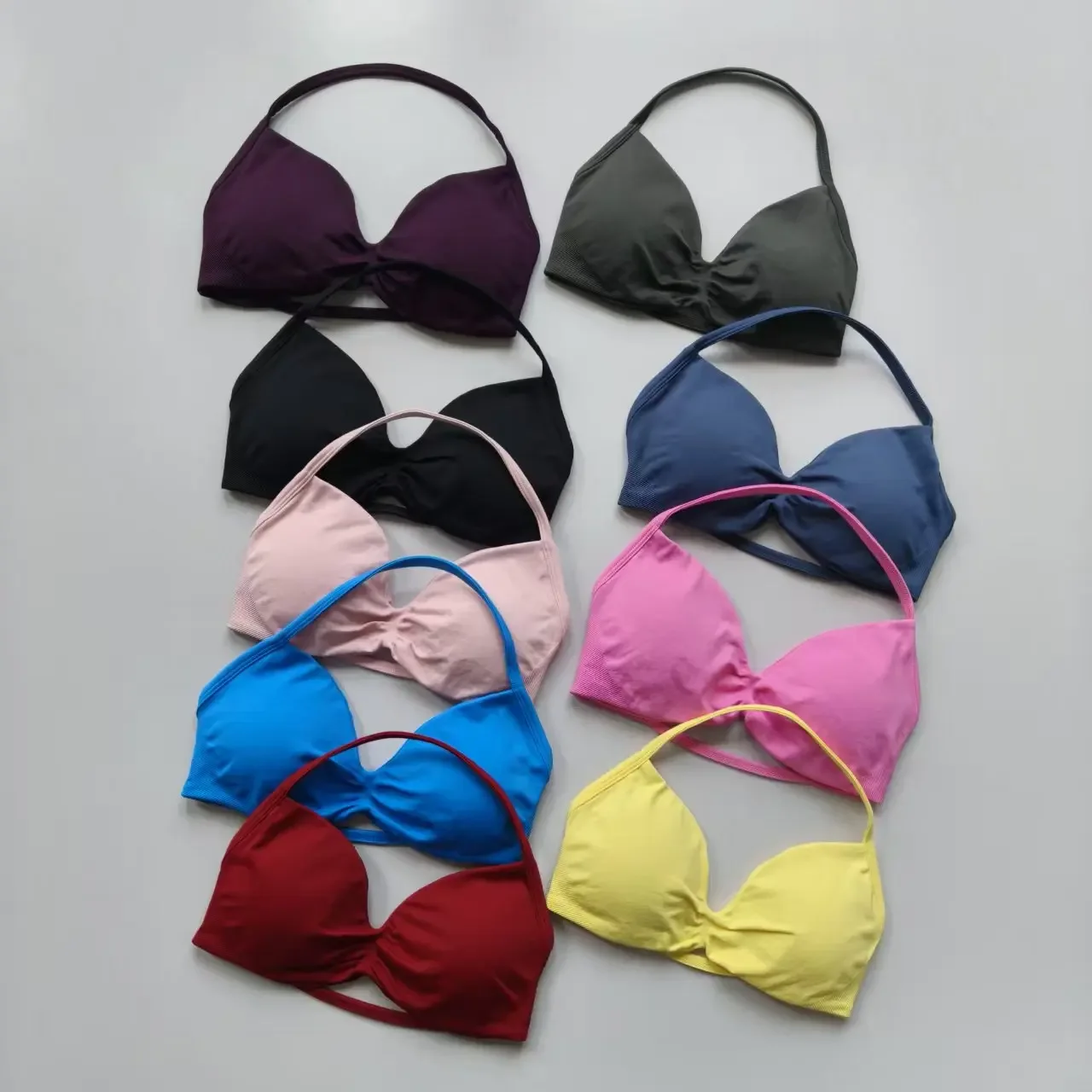 Hochunterstützender Schnür-BH in Unifarbe mit Trägern für Damen, Nahtloser Yoga-Unterwäsche, Fitness-Workout-Top, Sport-BH für Laufen und Gym – Detail 2