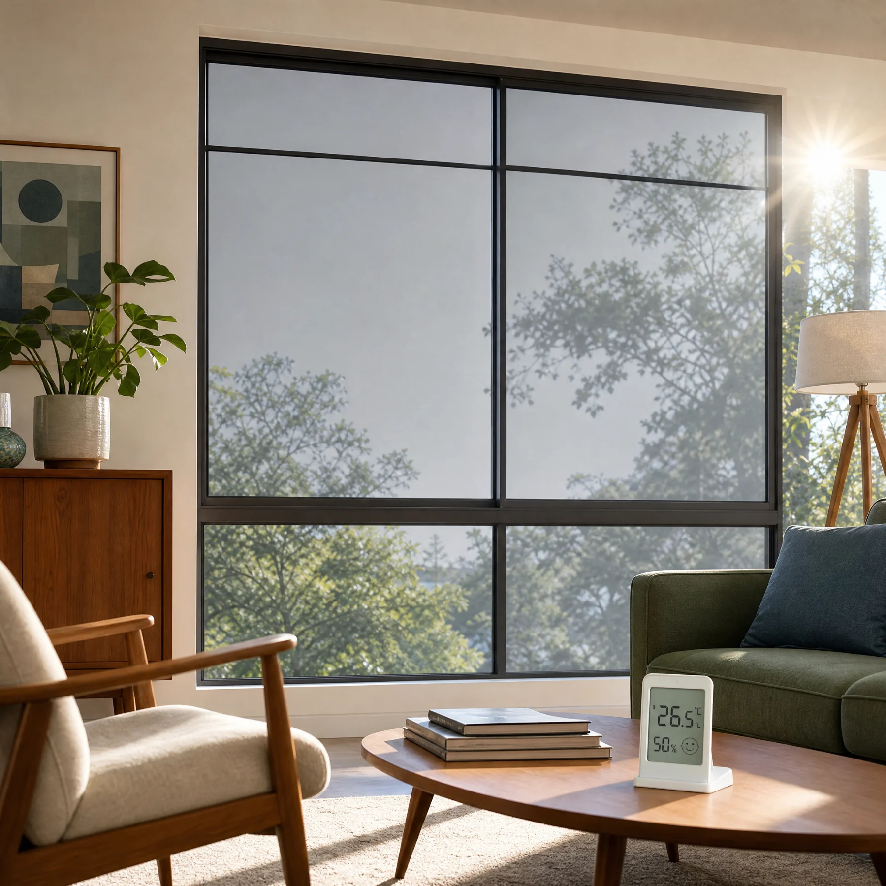 Privacy Window Film Heat Control Reflective Static Cling No Glue Removable UV Protection for Home Office Glass