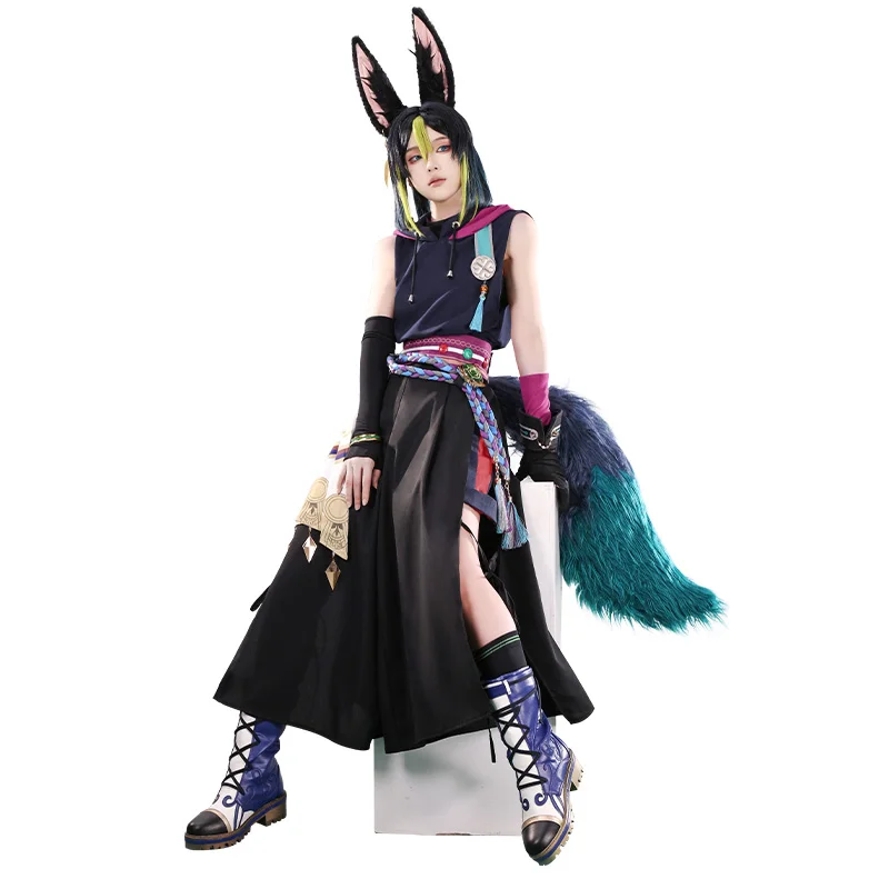ใหม่ปี Genshin Impact Tighnari คอสเพลย์เครื่องแต่งกายฮาโลวีนบทบาทเล่นปาร์ตี้การ์ตูนหูและหางชุดใหม่ในสต็อก S-XL