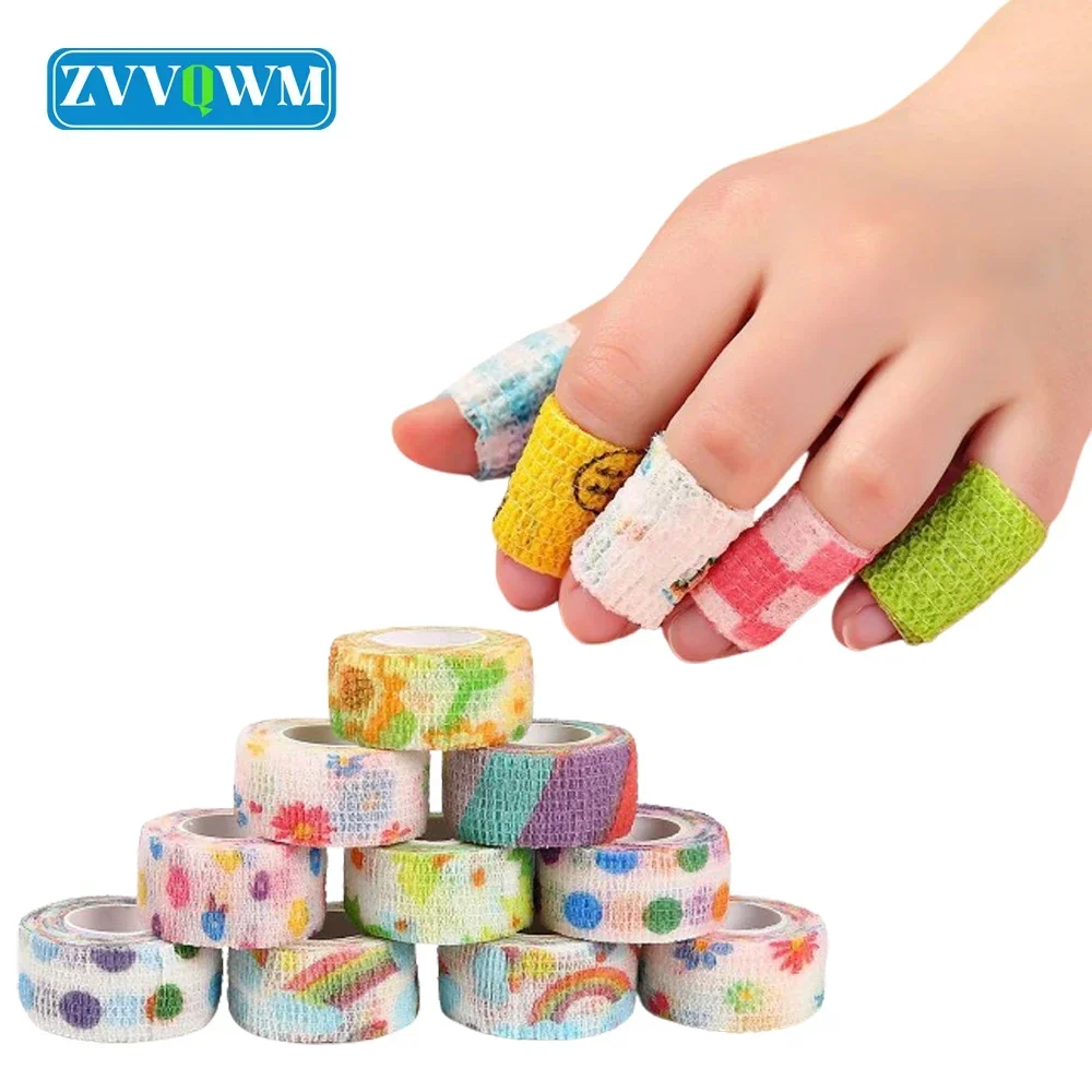 5Pcs/Set Elastic Self Sticking Bandage Wrap First Aid Sprain Elastic Cohesive Bandage Sports Injury Finger Bandage Wrap Adhesive