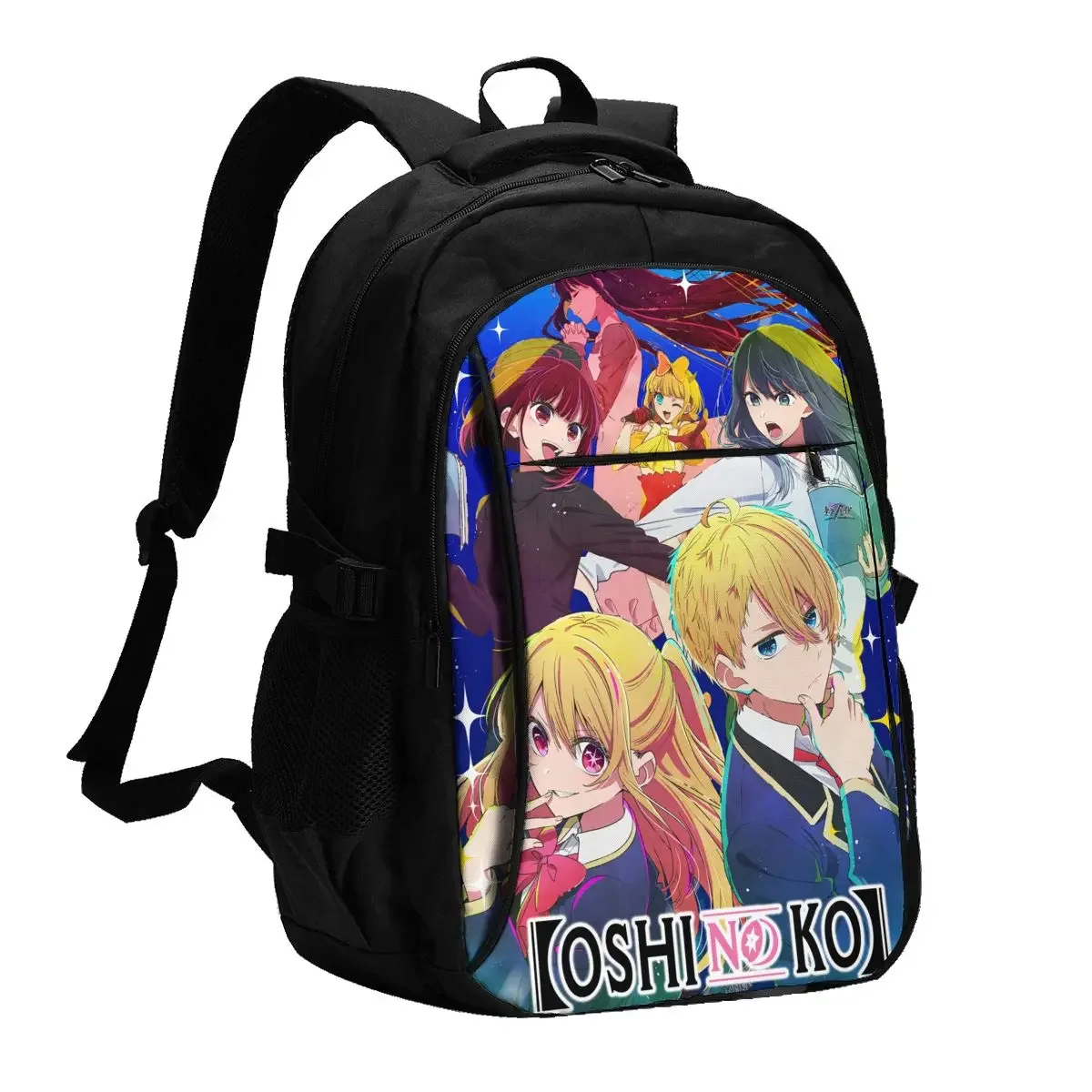 Anime Oshi No Ko Ai Hoshino Reise-Laptop-Rucksack, wasserabweisender Business-Laptop-Rucksack mit USB-Ladeanschluss, College-Tasche