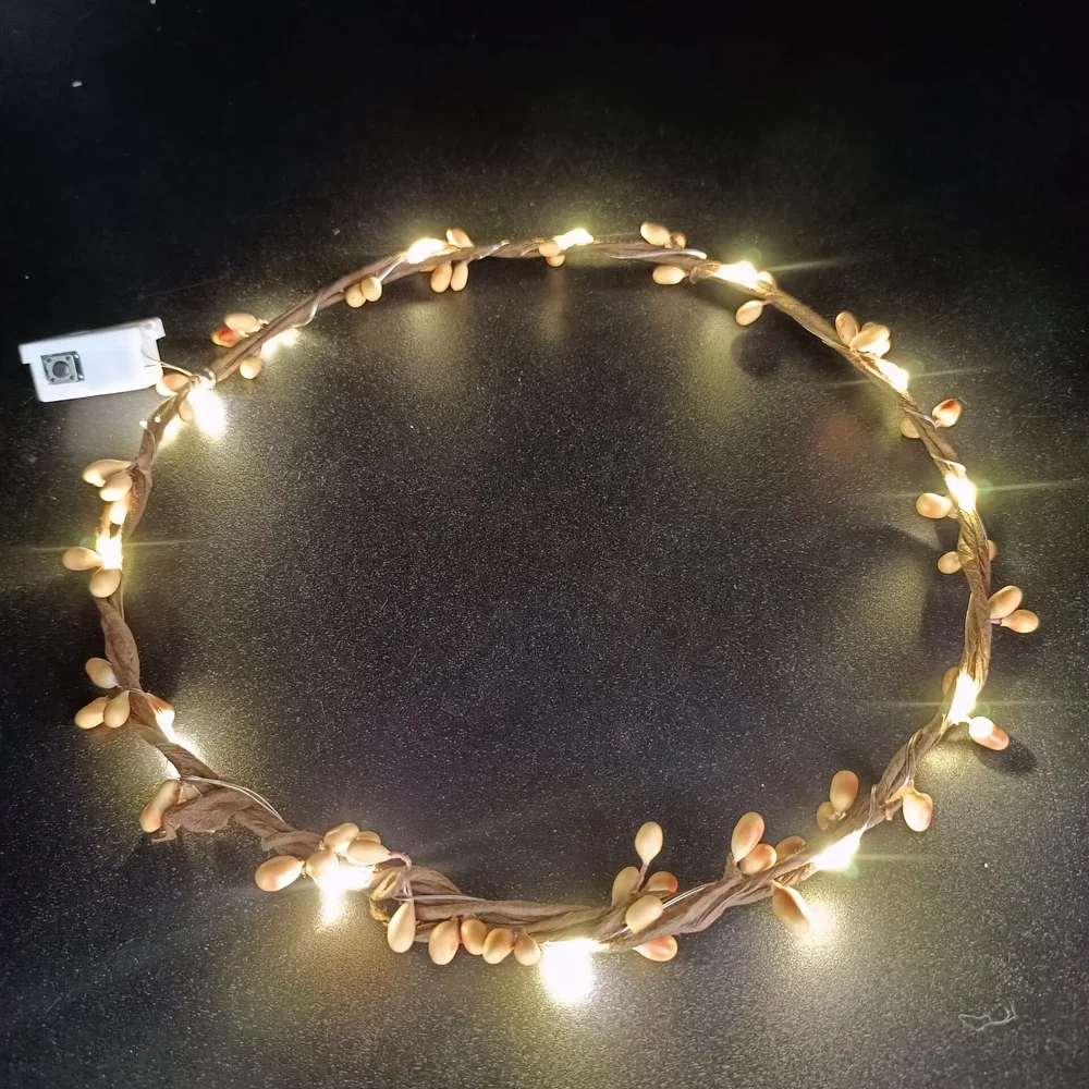 

Women Girls Bridal LED Light Up Crown Wreath Rattan Hairband Flower Hair Accessories Headband Christmas Navidad
