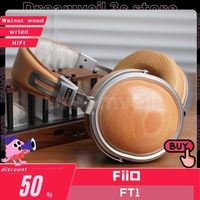 Fiio Ft1 Hifi Wired Headphones Walnut Wood 60mm Game Headphone Professional Hifi Wired Monitoring Headset Closed Headset Custom