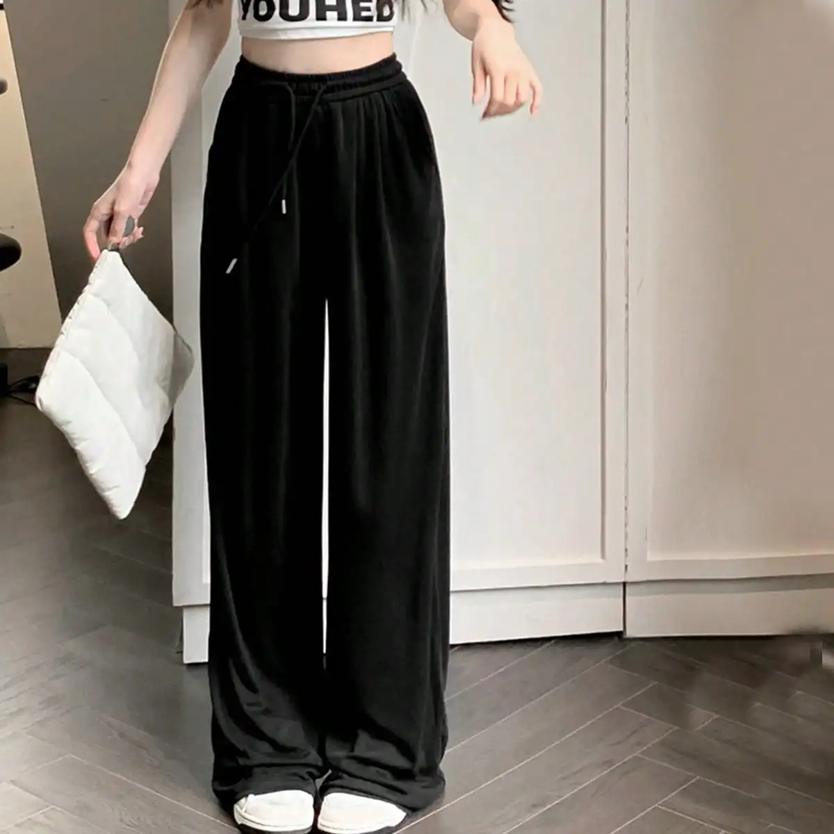 

Korean Chic Autumn Wide-Leg Pants for Women, High-Waisted Straight Pants, Loose Casual Pants, Pants