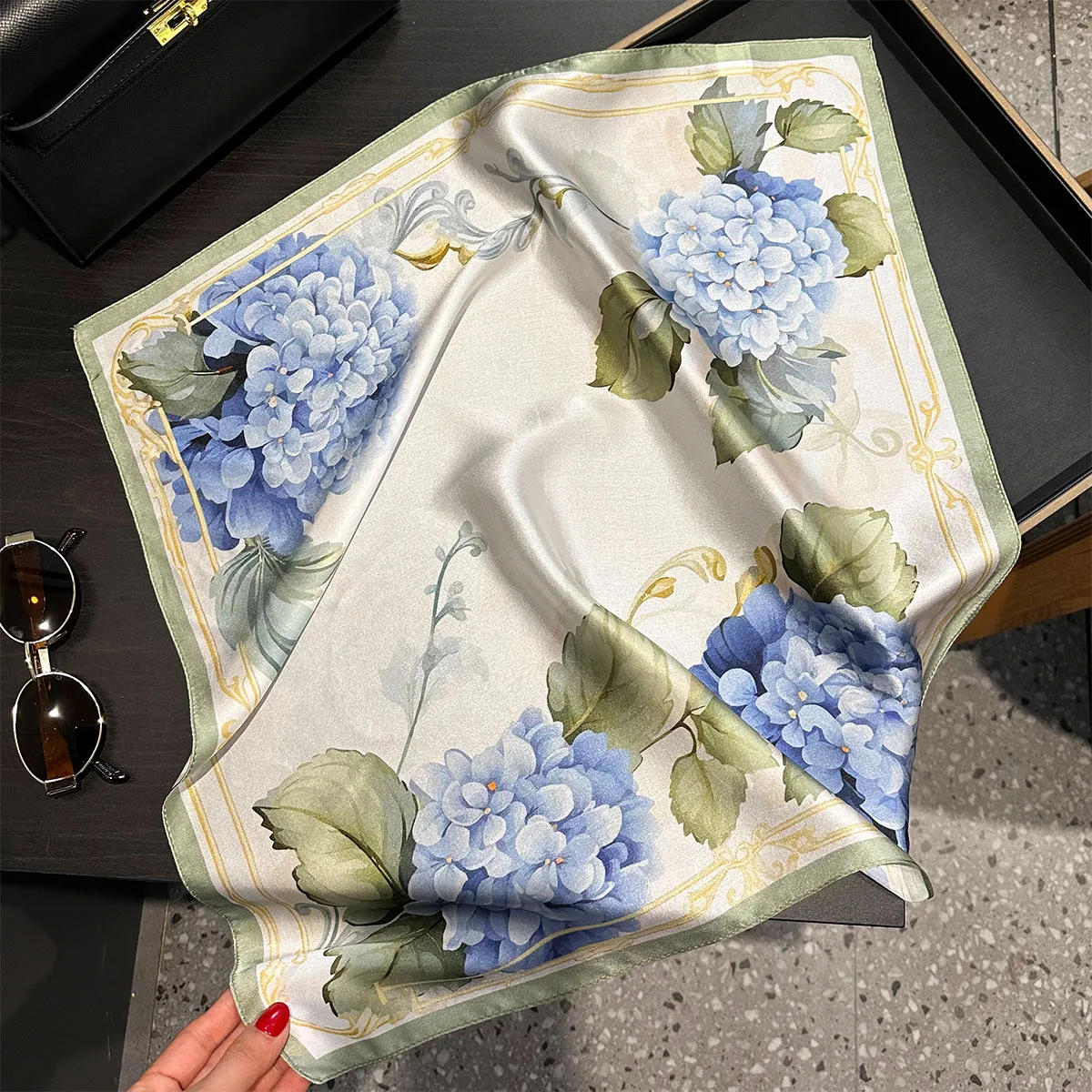 Pañuelo cuadrado de seda pura 100% auténtica para mujer, chal, Foulard, Hijab, pañuelo, pañuelo estampado, Bufanda Echarpe