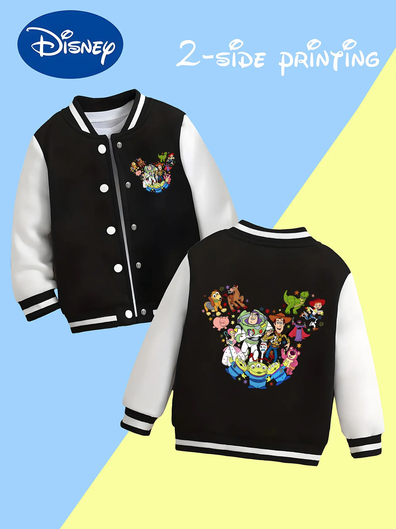 

MINISO Disney Toy Story Mickey Mouse Head Baseball Boys Jacket - Mickey Mouse Head brings together toy family characters, casual
