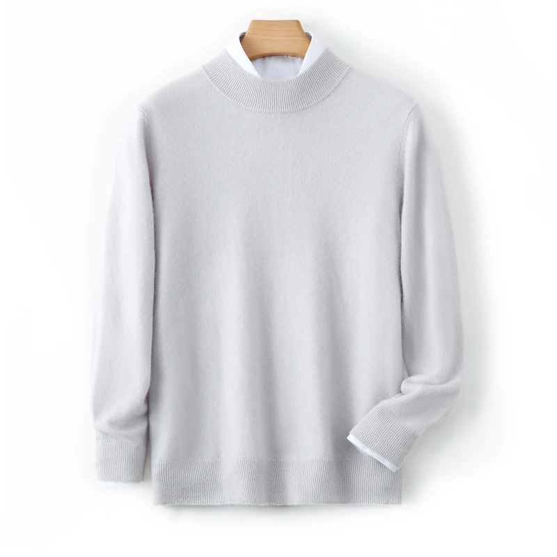

Autumn and Winter New Men's Cashmere pullover Long Sleeve Half High Collar Knitted Pattern Sweater High Quality Warm Fashion Top