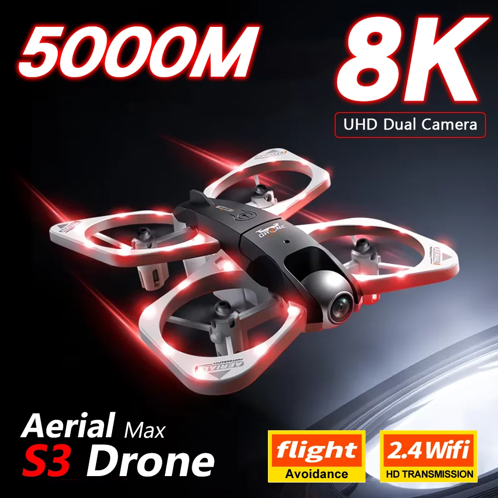 

KBDFA S3 High-Definition Dual Camera Drone 8K Drop Resistant Colorful Lighting Remote Control Aircraft Quadcopter Drone Model