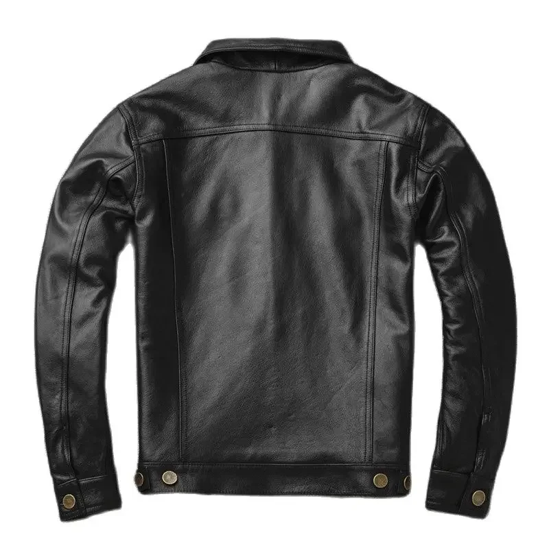 New Autumn Leather Jacket Men'S Korean Youth Handsome Top Layer Lapel Casual Coat Fashion Chamarras Para Hombre Jaqueta Black