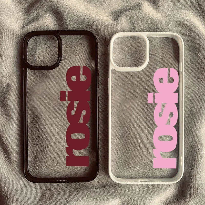 Простой чехол для телефона с английскими буквами для iPhone 16 15 14 Pro Max 13 12 11 XR XS X 7 8Plus INS Корейский сладкий розовый прозрачный жесткий чехол