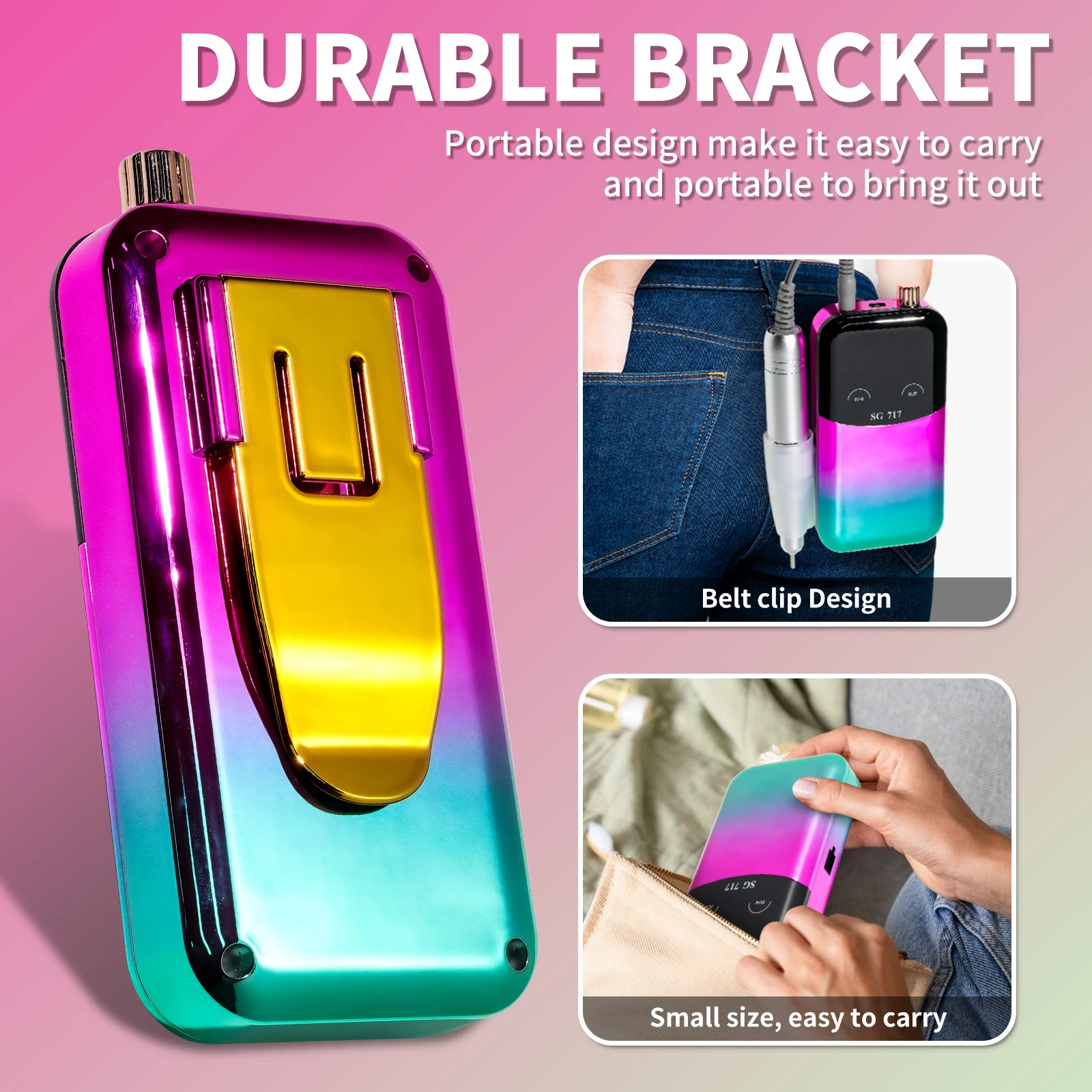 Oplaadbare nagelboormachine, 45000 RPM elektrische nagelvijl Draagbare Efile draadloze en professionele nagelslijperset voor vrouwen