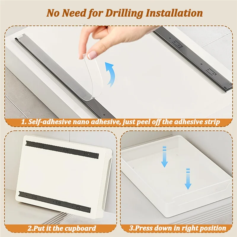 

Pull-Out Kitchen Storage Box, Cabinet Organizer Rack, Spice Pantry Shelves, Drawer Basket, Easy Install, Quiet Slide-AT64