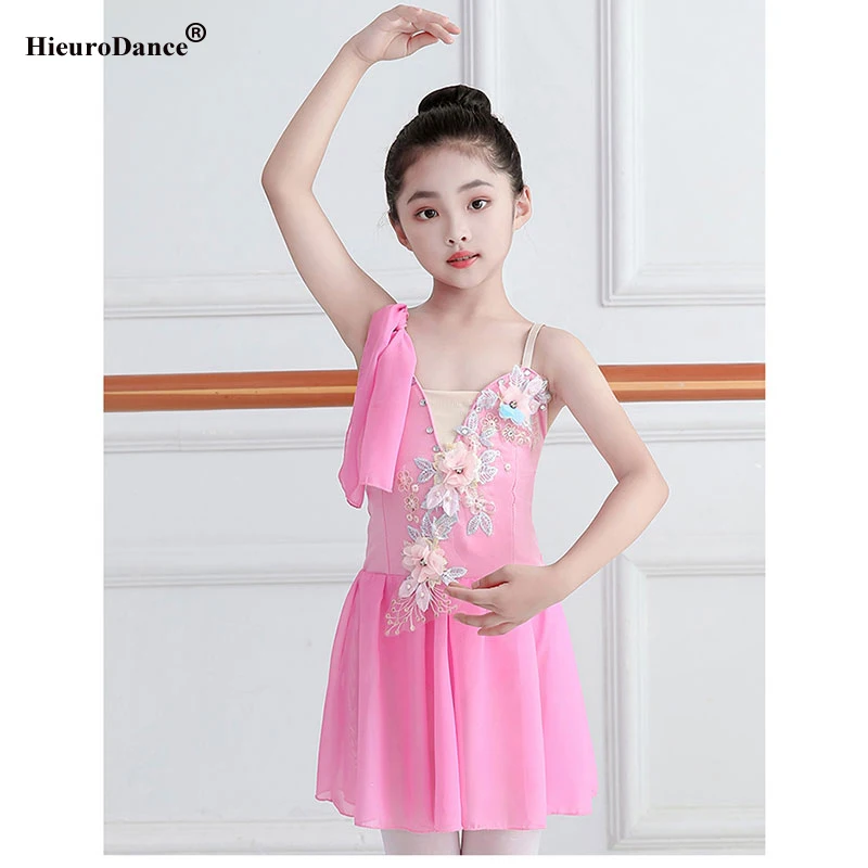 Children Ballet Dress Girls Pink Blue White Chiffon Classical Leotard Ballet Dress For Kids Modern Dance Chinese Sling Dress