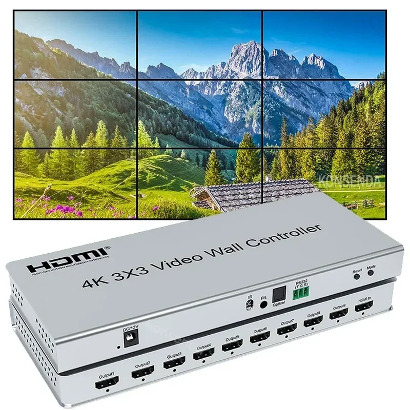 4K HDMI Video Wall Controller 3x3 TV Wall Video Splicing with Audio Out 1x6 2x1 6x1 2x3 2x4 9 Screen HDMI TV Stitching Processor