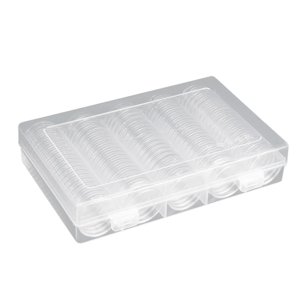 

Coin Storage Box Case Transparent Protector Capsules Holders Collectors Stamps Crafts Plastic Dust Proof Oxidation