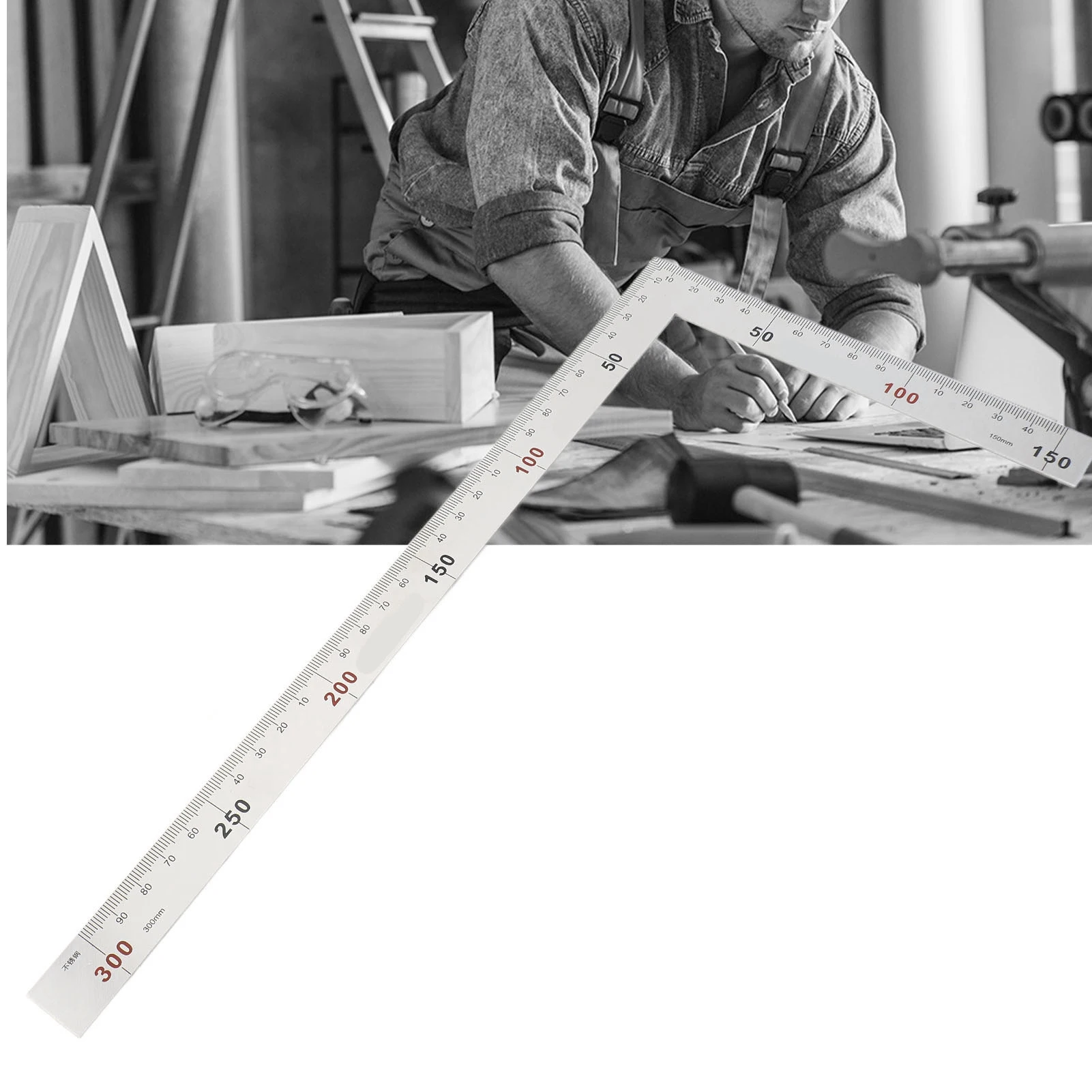 Right Angle Square Ruler 90 Degree L Shape Corner Gauge 300x150mm Woodworking Carpenter Building Mechanical Processing Tool