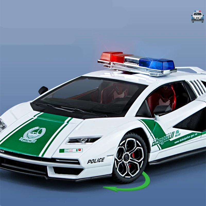 1:24 Countach LPI800-4 Alloy Sports Car Model Diecasts Metal Toy Police Vehicles Car Model Simulation Sound and Light Gifts