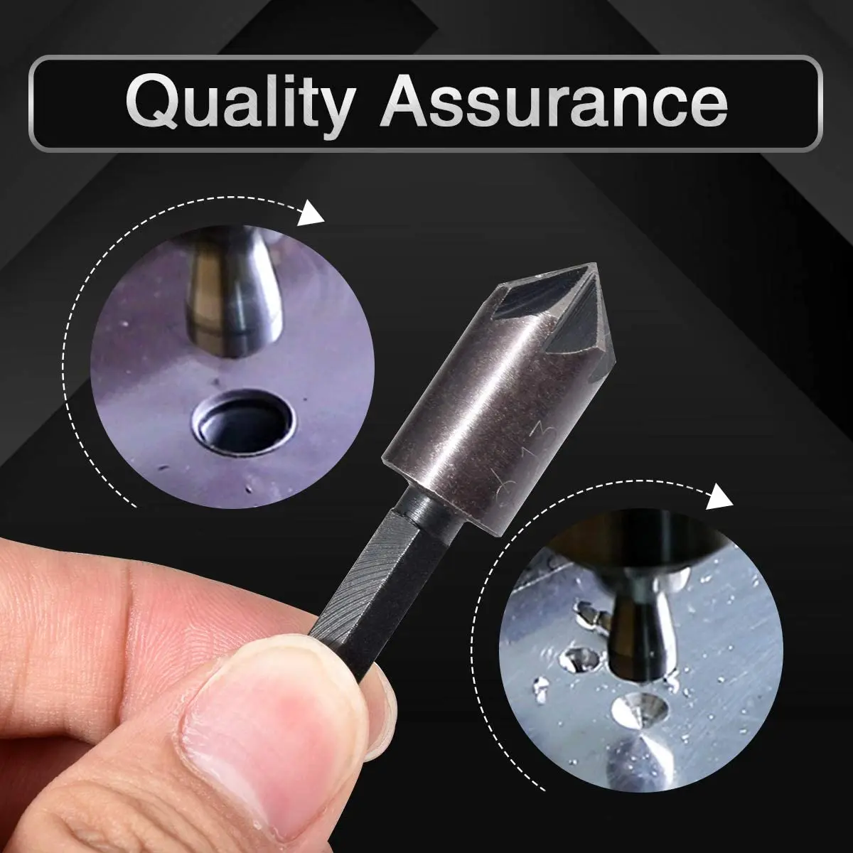 

ABAH-2Pcs 7 Flute Countersink Drill Bit Set Hex Shank Chamfer Countersink Drill Bit Deburring Cutter Woodworking Tool