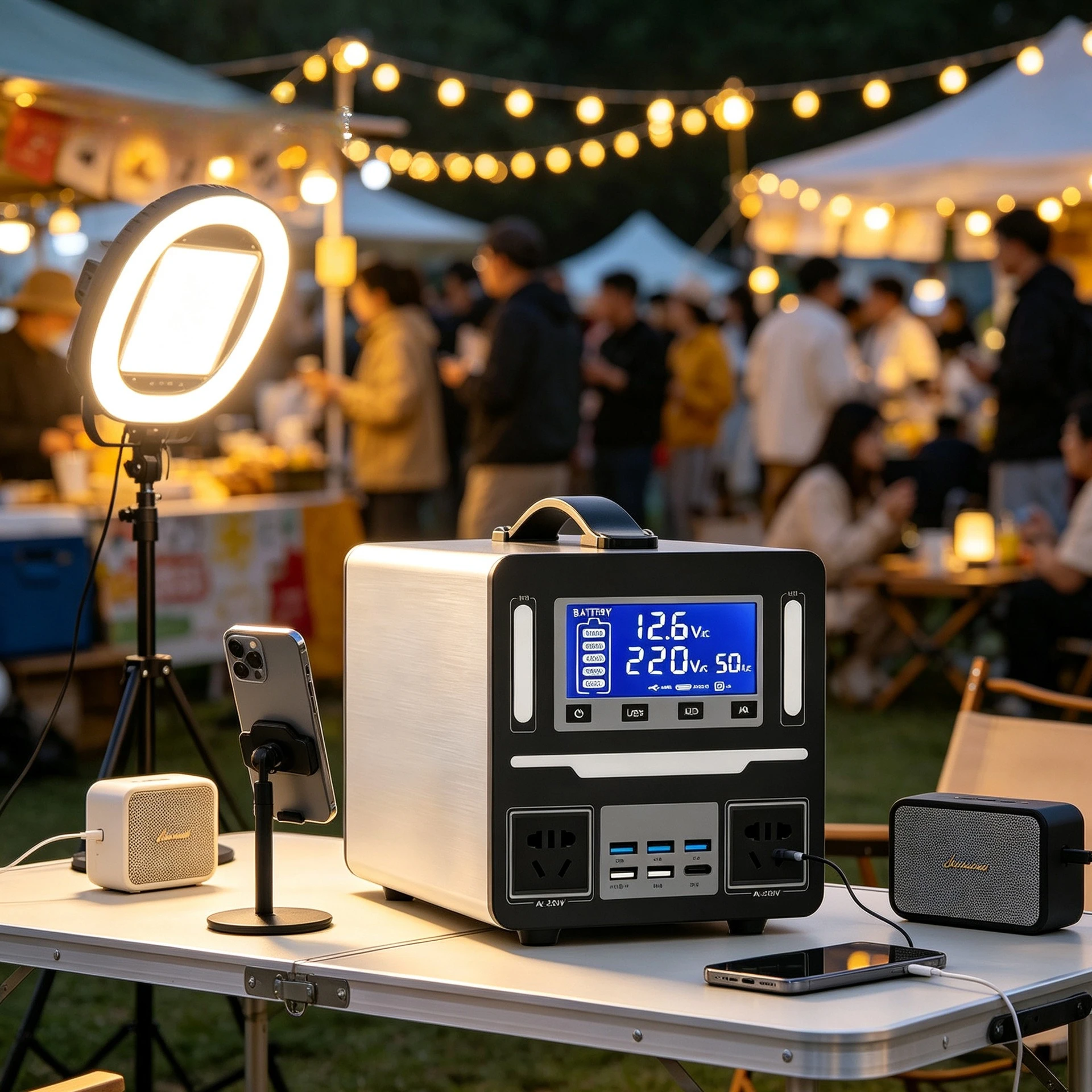3000W Outdoor Energy Storage Emergency Power Supply, Large Capacity 220V Output Night Market Stall Live Broadcast Self-driving