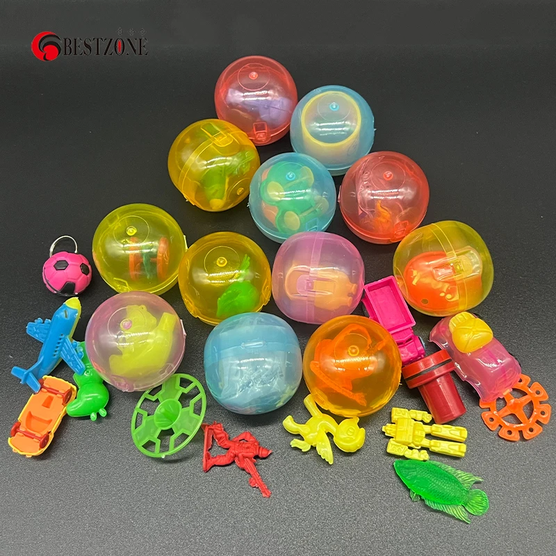 100Pcs 45*45mm Plastic Capsule Toy Surprise Ball Conjoined Hinge With Gyro Doll Humanoid Soldier Puzzle Toys For Vending Machine