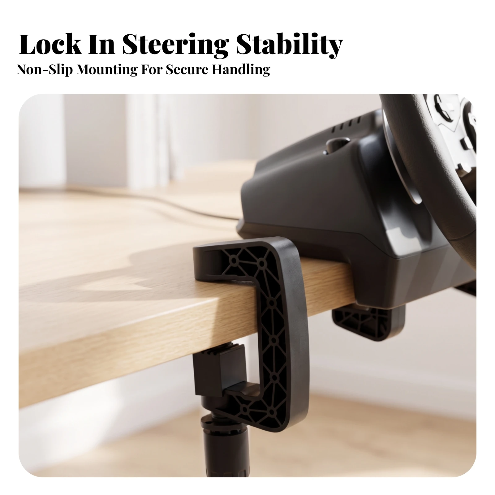 Steering Wheel Clamp with Adjustment Screw Adjustable Steering Wheel Clamp Hardware Non-Slip Compact for Sim Racers, Racing Rigs