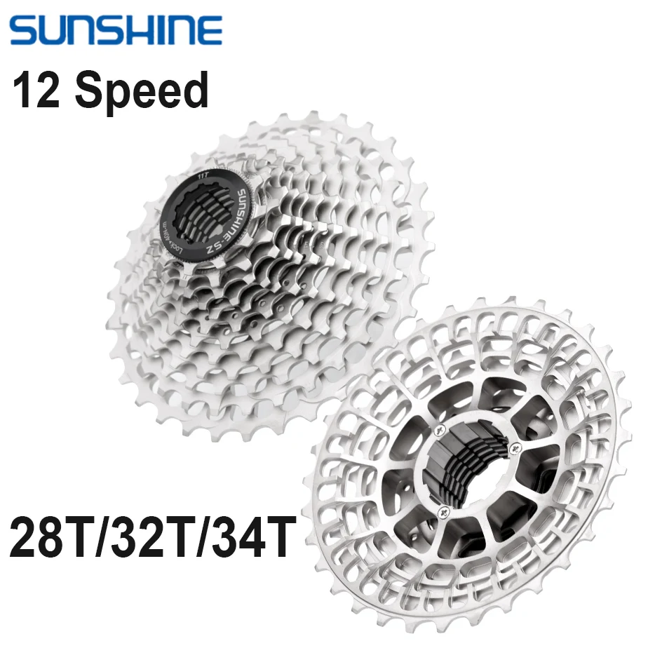 SUNSHINE Ultralight 12 Speed Cassette Road Bike 11T-28T/32T/34T 12V Flywheel K7 12S Freewheel for Shimano M6100