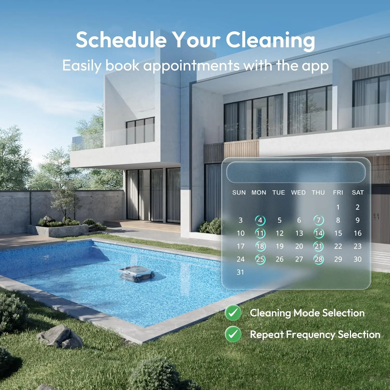D10P Pool Cleaning Robot 150 W Power 4 Cleaning Modes APP Control 5L Large Capacity Adapts To Different Pool Shapes