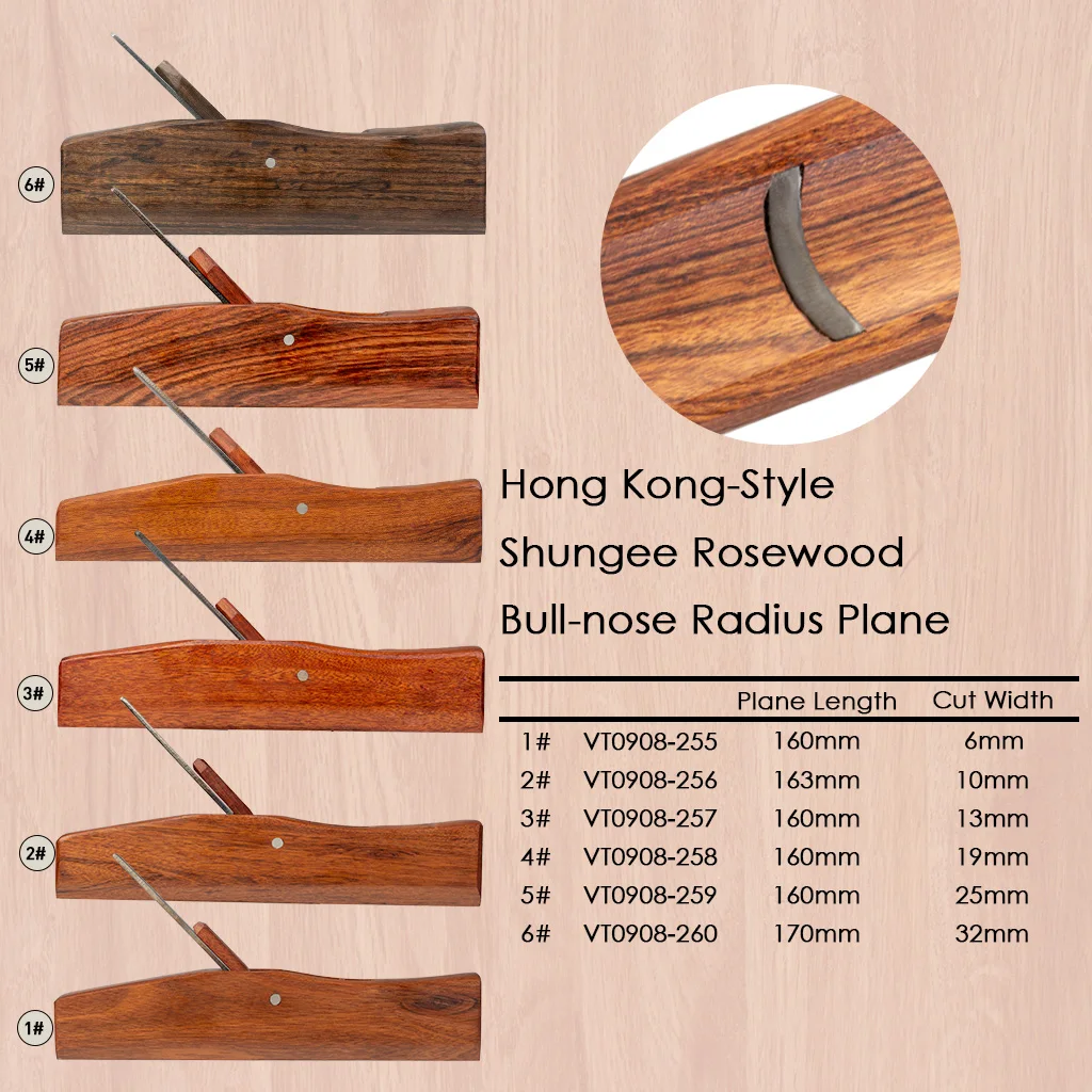 NAOMI Hong Kong-Style Shungee Rosewood Plane Bull-nose Radius Plane W/ HSS Plane Blade Sharp Plane DIY Violin Viola Cello 2#