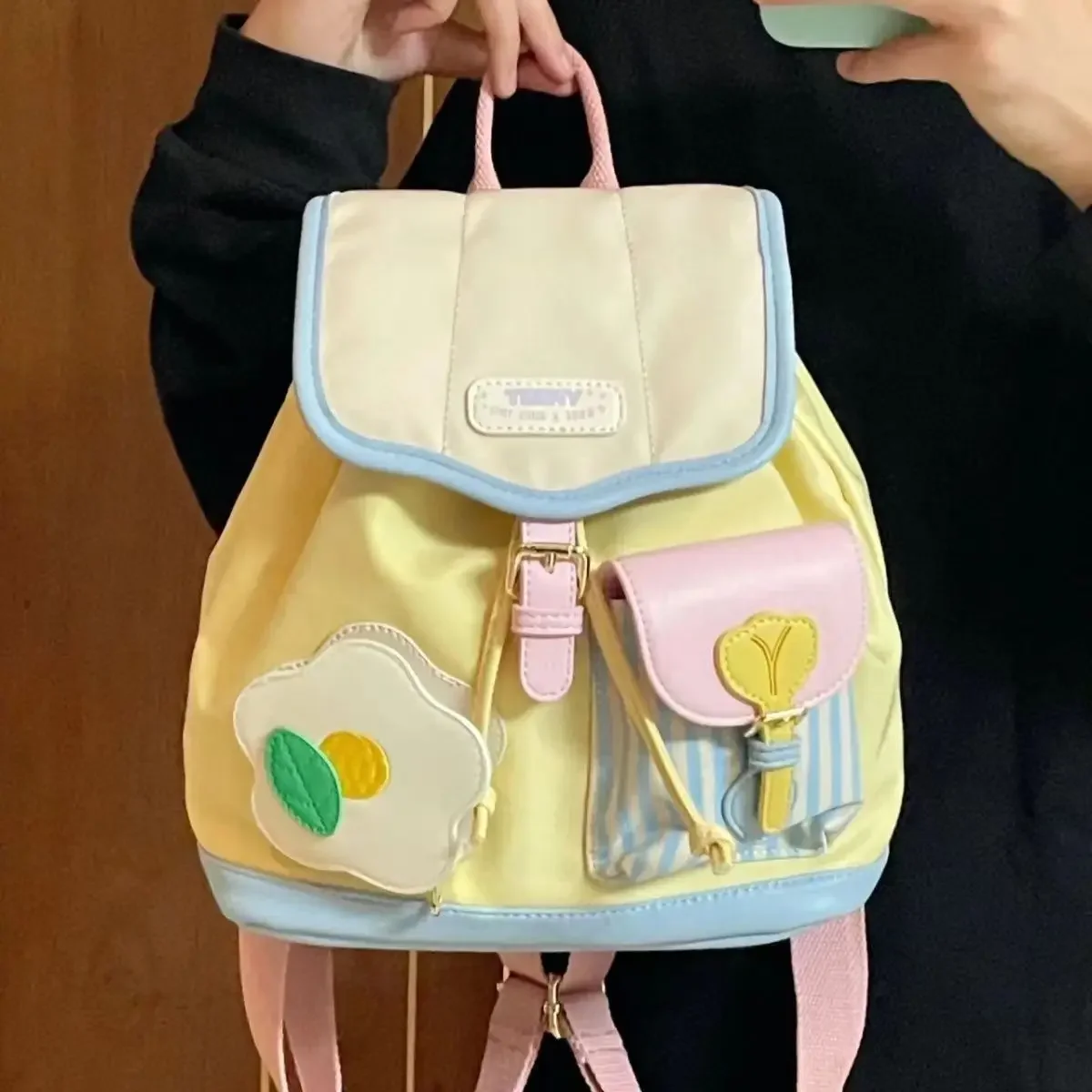 

Cute Mini Backpack Women Korean Version Color Lolita Style Girls Schoolbag Fashion Lovely Shoulders Bag Female Schoolbag Girs